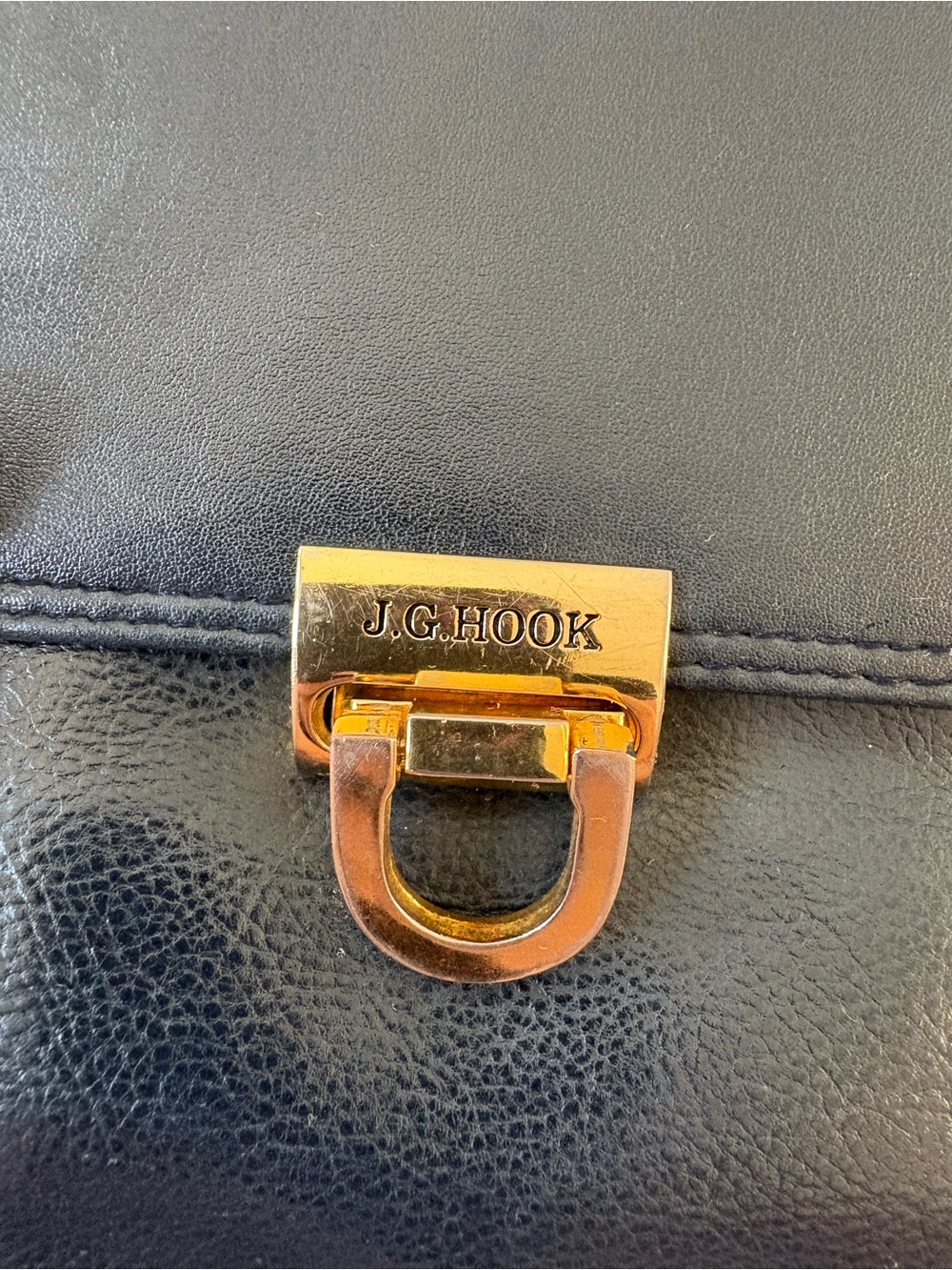 J.G.Hook Shoulder Handbag Tote Dark‎ Blue Flap Closure Academia Career Travel - Picture 3 of 10